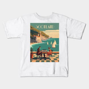 Scotland Coastline Chess Travel Art Poster Kids T-Shirt